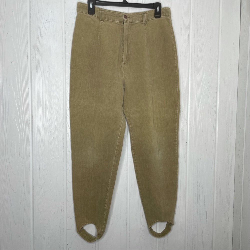 Vintage Corduroy Stirrup Pants MJ Carroll 10 Tan